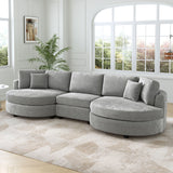 Modern 3 Seater Upholstered Sofa With Curved Design