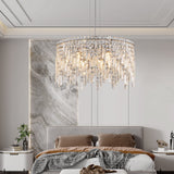 24" Luxurious Round Silver Crystal Chandelier