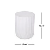 Outdoor End Table With Scallop Edge - Antique White