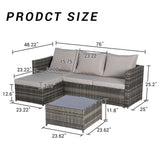 2 Pieces Patio Furniture Set with Woven Sectional and Ottoman