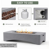 56' Propane Fire Pit Table - Rectangular Outdoor Gas Fire Pit