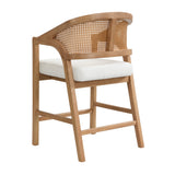 Wooden Frame Counter Stool with Rattan Back - Set of 2
