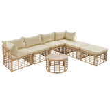 7 Pieces Outdoor Patio Furniture, All-Weather Rattan Sectional Sofa Set