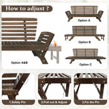 TOPMAX Outdoor Adjustable Patio Wooden Daybed Sofa Chaise Lounge with Cushions