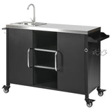 K&K 55.5" Outdoor Kitchen Island with Sink
