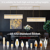Modern Rectangular Crystal Glass 10-Light Chandelier