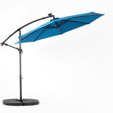10ft Solar LED Offset Hanging Market Patio Umbrella in Dark Blue