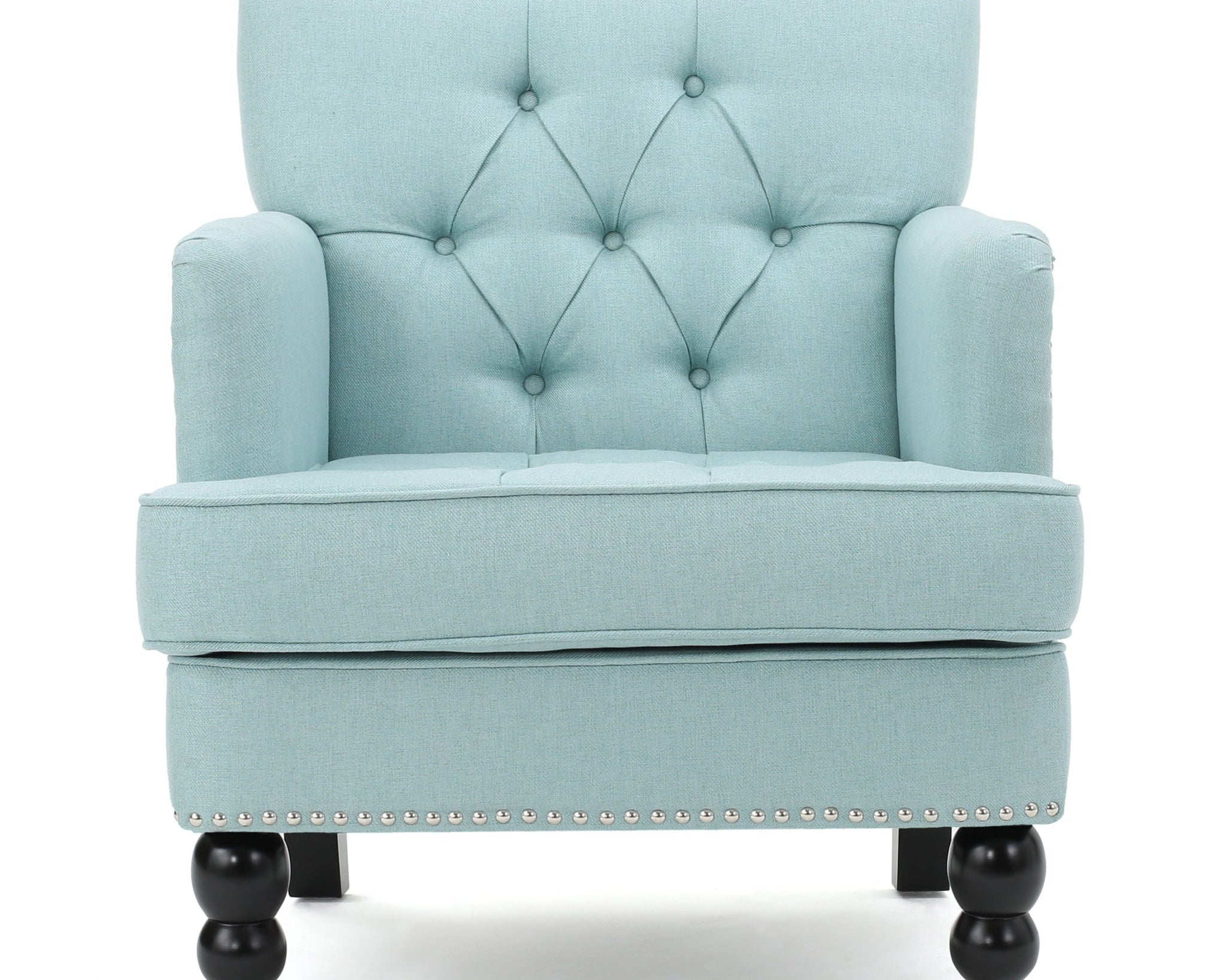 Harrison Tufted Club Chair With Button Tufted Back And Birch Wood Legs