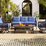 GO 4 Pieces Patio Furniture Set with Swivel Chairs Outdoor Wicker Sofas