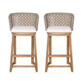 Outdoor Acacia Wood Bar Stools (Set of 2)
