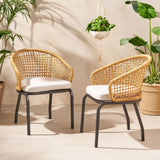 Outdoor Wicker Chair With Powder-Coated Iron Legs