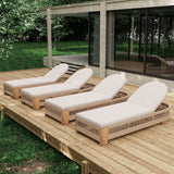 Outdoor Chaise Lounge Chair, Acacia Wood with Adjustable Backrest and Cushion