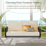 Outdoor Swing Sofa With Soft Cushions For Patio - Beige