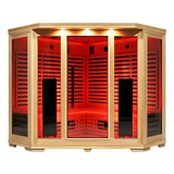 Blisspod I Vienna RED I All-In-One - Full Spectrum + Red Light Therapy I Indoor Corner Premium Sauna I 4-5 Person