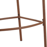 Lodi Outdoor Metal Rope Barstool, Teak Finished Frame and Beige Cushion, Set of 4