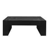 Modern Black Solid Wood Coffee Table, 49in Rectangular Coffee Table for Living Room, Farmhouse & Contemporary Decor