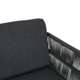 7 Piece Outdoor Dining Set With Table And 6 Chairs - Black / Teak / Gray