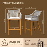 Outdoor Bar Stools Set of 2 with Arm and Backrest