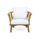Outdoor Club Chair with Curved Backrest and Frame - White