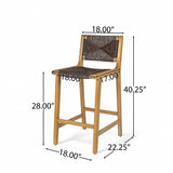 Acacia Wood Outdoor Armless Barstool - Teak Set of 2