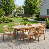 7 Pieces Acacia Wood Outdoor Dining Set with Cushions