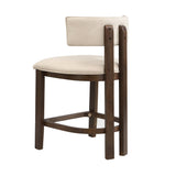 26" Counter Height Bar Stool, Upholstered Counter Stools (Set of 2) - Walnut & Beige