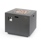 33" Outdoor Iron Square Propane Fire Pit - Brushed Brown