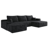 107" Cloud Sectional Sofa with Ottoman with Plush Corduroy - Black or Green