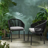 Outdoor Wicker Chair With Powder-Coated Iron Legs