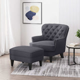 Enchante Living Room Set With Tufted Back Club Chair And Ottoman