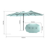14.8 Ft Double Sided Outdoor Umbrella Rectangular Large with Crank (Navy Blue) (No Base)