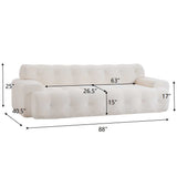 88 in. Cloud 3 Seater Chenille Sofa with Button Tufted Upholstery