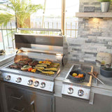 KoKoMo Bermuda Kitchen BBQ Island with Built-In TV, Fire Pit & Bar for Ultimate Outdoor Entertaining