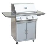 KoKoMo 26” BBQ Grill with 3-Burner Stainless Steel Cart – Freestanding