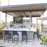 KoKoMo Bermuda Kitchen BBQ Island with Built-In TV, Fire Pit & Bar for Ultimate Outdoor Entertaining
