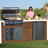 KoKoMo Outdoor Kitchen Island with Waterfall Edge – 32” Built-In Grill