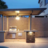 KoKoMo Outdoor Kitchen BBQ Island with 12' x 12' Pergola – Built-In 4-Burner Grill, Refrigerator, and Lighting