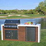 KoKoMo Outdoor Kitchen Island with Waterfall Edge – 32” Built-In Grill
