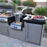 KoKoMo BBQ Island - 7'6" Outdoor Kitchen with 4-Burner Grill, Wok Burner & Refrigerator