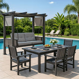 3-Seat Outdoor Metal Pergola Porch Swing Bed with Stand & Cushion, Gray