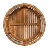 27.95" Acacia Wood Outdoor Coffee Table with Handwoven Rope Accent