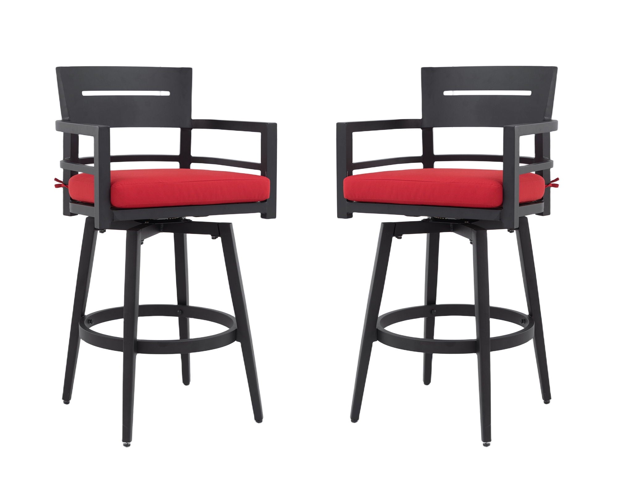 Outdoor Swivel Bar Chairs, 360 Degree Rotation, Ergonomic Backrest (Set of 2)