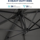 Round Cantilever Patio Umbrella With 360 Rotation & Infinite Tilt Adjustment