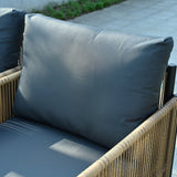 Patio 4-Piece Brown PE Wicker Sofa Set with Grey Cushions