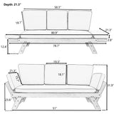 TOPMAX Outdoor Adjustable Patio Wooden Daybed Sofa Chaise Lounge with Cushions