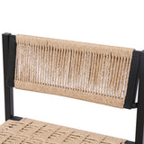 Kitchen Bar Stools with Footrest Set of 2 Paper Rope Weave Dining Chairs