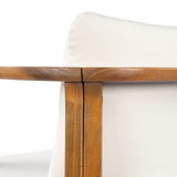 Outdoor Dining Chair Set of 4 with Curved Acacia Wood Arms and Cream Cushions