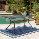 Enchantia Outdoor Rectangular Dining Table with Weave Tabletop and Flared Legs - Copper