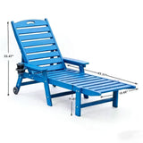 HDPE Chaise Lounge Chair Outdoor, Pool Lounge Chairs with 4-Position Adjustable Backrest, Supports Up to 360 LBS for Patio Poolside Deck Beach Backyard (blue)