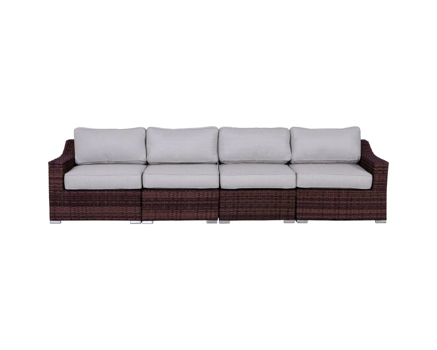 Contemporary Outdoor Rattan Wicker Sectional Seating Group With Cushions